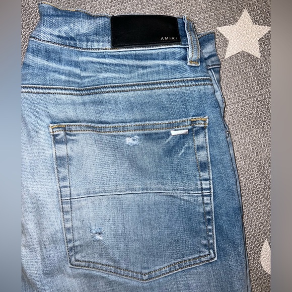 AMIRI Slim Fit Distressed Jeans - Light Blue - Picture 4 of 6